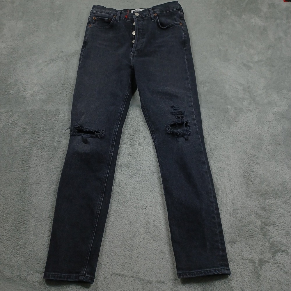 Agolde Jeans Womens 27 Black Denim Nico High Rise Slim Preppy Pockets‎